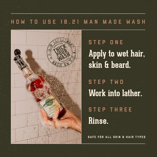 18.21 Man Made 3-in-1 Body Wash | Shampoo & Conditioner for Men | Strengthens & Moisturizes | 18oz