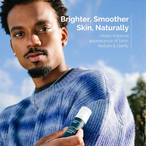 Nordisk Element Vitamin C Face Serum for Men - Brightening Anti-Aging Hydrating Moisturizer with Hyaluronic Acid | 1 Fl Oz