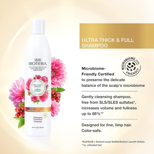 Biotera Volumizing Shampoo - Ultra Thick Formula for Fine, Limp Hair | Vegan & Paraben Free