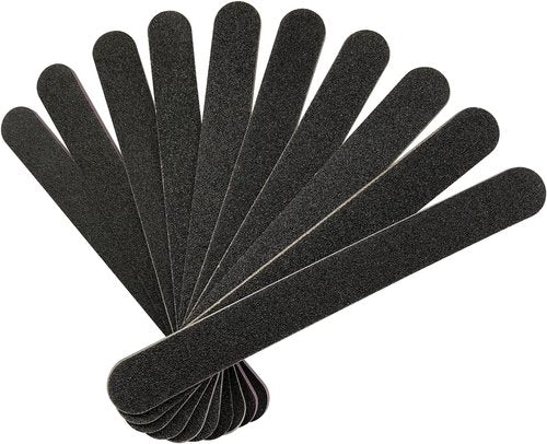 HeeYaa Nail File Set - 10 Professional Double-Sided 100/180 Grit Emery Boards | Black Manicure & Pedicure Tools