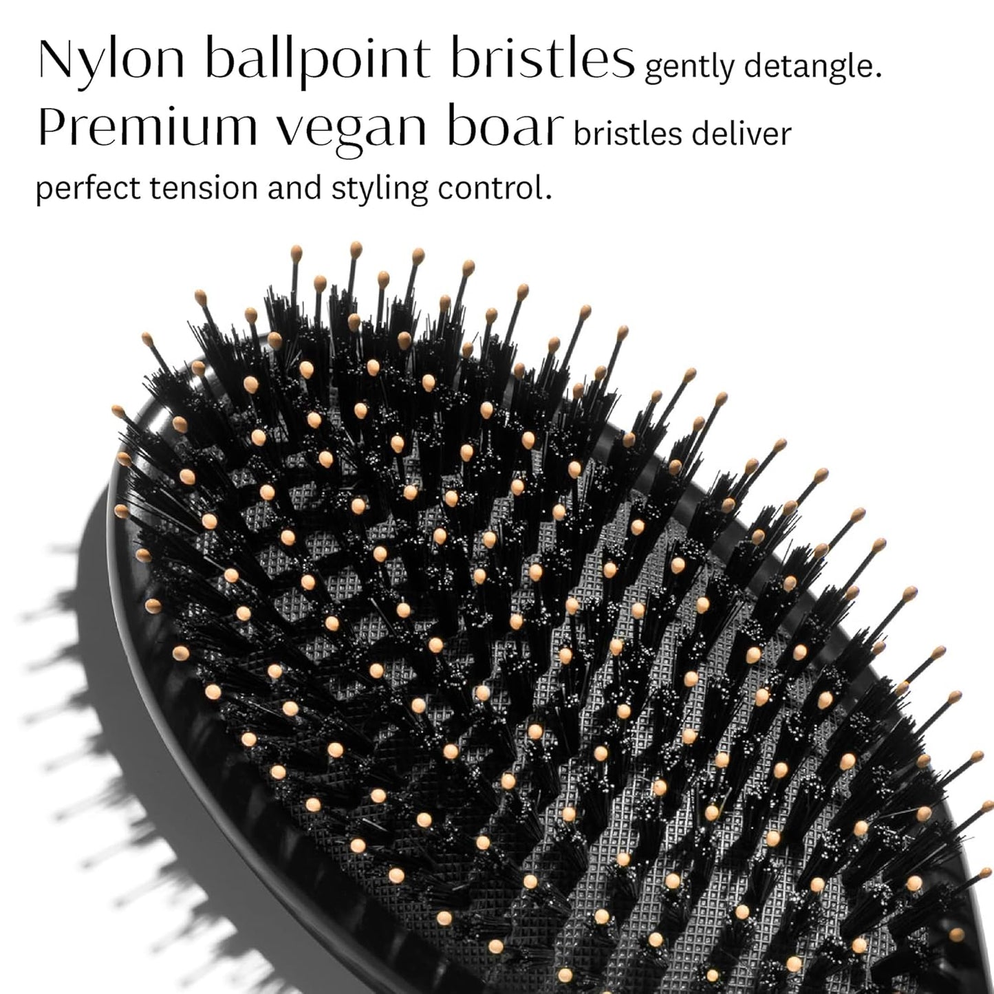 T3 Polish & Shine Oval Hairbrush - Premium Vegan Boar & Nylon Bristles for Smoothing & Detangling