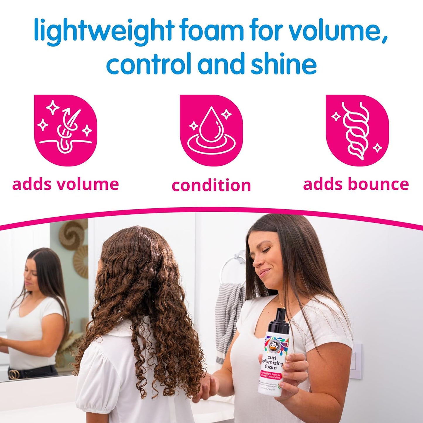 SoCozy Curl Volumizing Hair Mousse for Kids - Enhances Shine & Volume | Gentle Formula (6 Fl Oz)