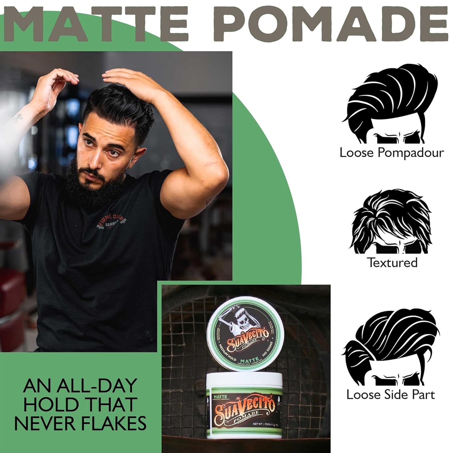 Suavecito Pomade - Matte Hair Pomade for Men | Medium Hold, 4 oz - Natural Texture Styling Paste