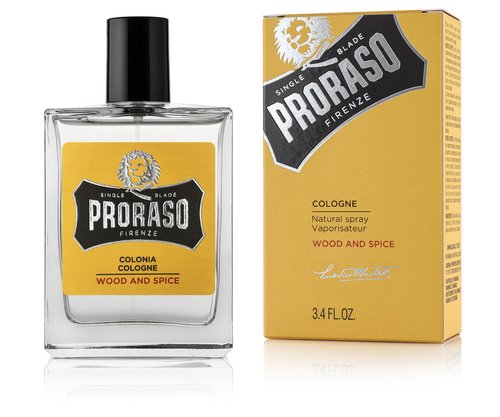 Proraso Wood and Spice Cologne - Masculine Woody Spice Eau de Cologne - Cumin, Saffron, Cedarwood & Vanilla Fragrance for Men - 3.4oz