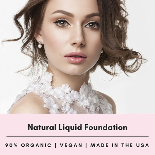 Mom's Secret 100% Natural Liquid Foundation - Organic Vegan Formula with Aloe & Sun Protection | 1 Fl Oz (Cocoa)