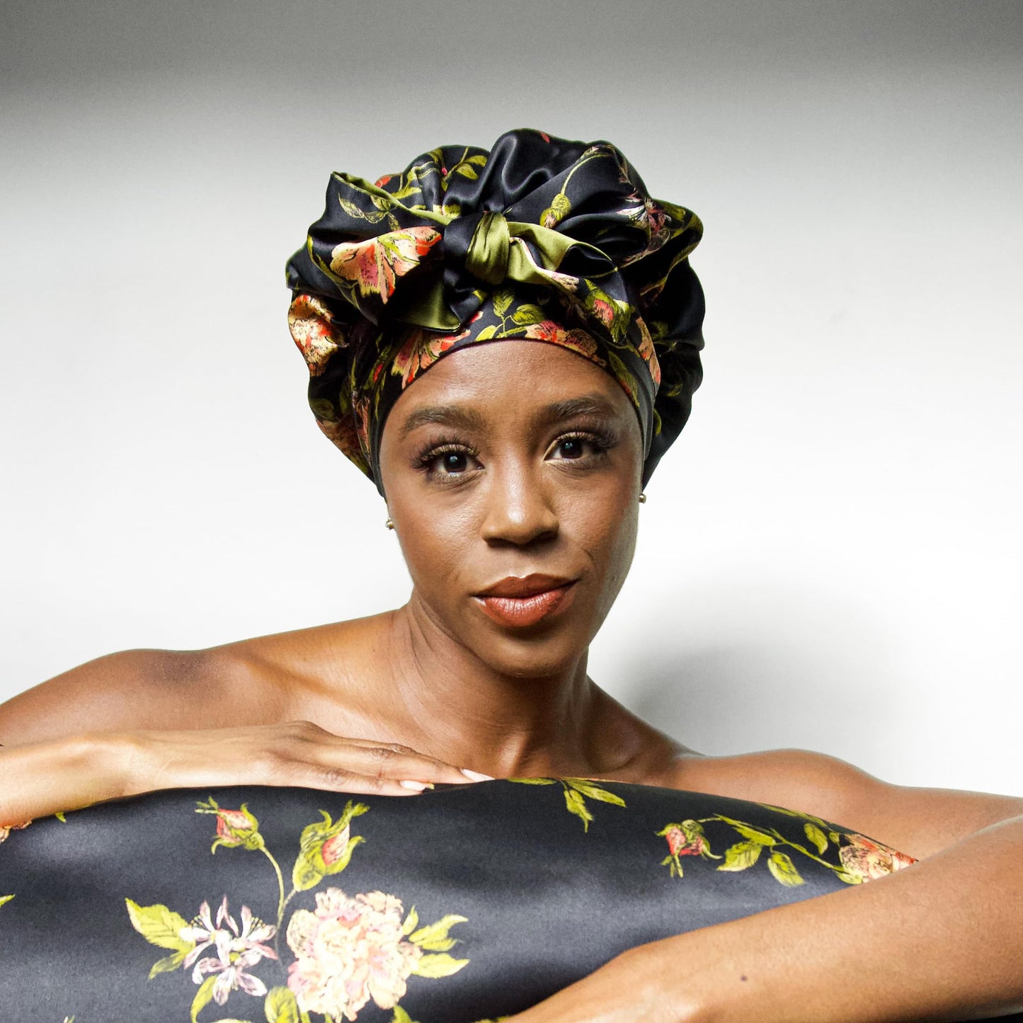 Wild Rose 100% Pure Silk Hair Bonnet Luxurious Reversible Wonder Loop Mulberry Silk for Curly Hair - Ultimate Sleeping Companion with Ties for Women - Handmade in USA