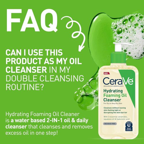 CeraVe Hydrating Foaming Oil Cleanser - Moisturizing Formula with Squalane & Hyaluronic Acid | 19 FL Oz