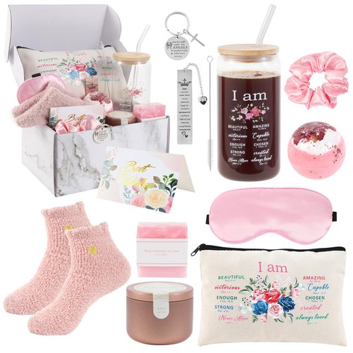 12 Pieces Christian Gifts for Women,Inspirational Gift Set, Spiritual Religious Catholic Gifts Box for Women Friends Female Sister Mom (i am)