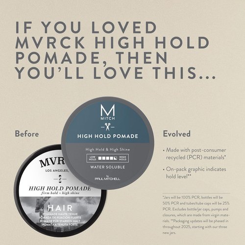 MITCH by Paul Mitchell High Hold Pomade - Maximum Hold & Shine for All Hair Types