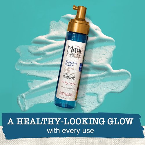 Maui Moisture Curl Foam Mousse - Flexible Hold Coconut Milk Formula for Curly Hair, 8.5oz | No Drying Alcohols, Parabens, or Silicone