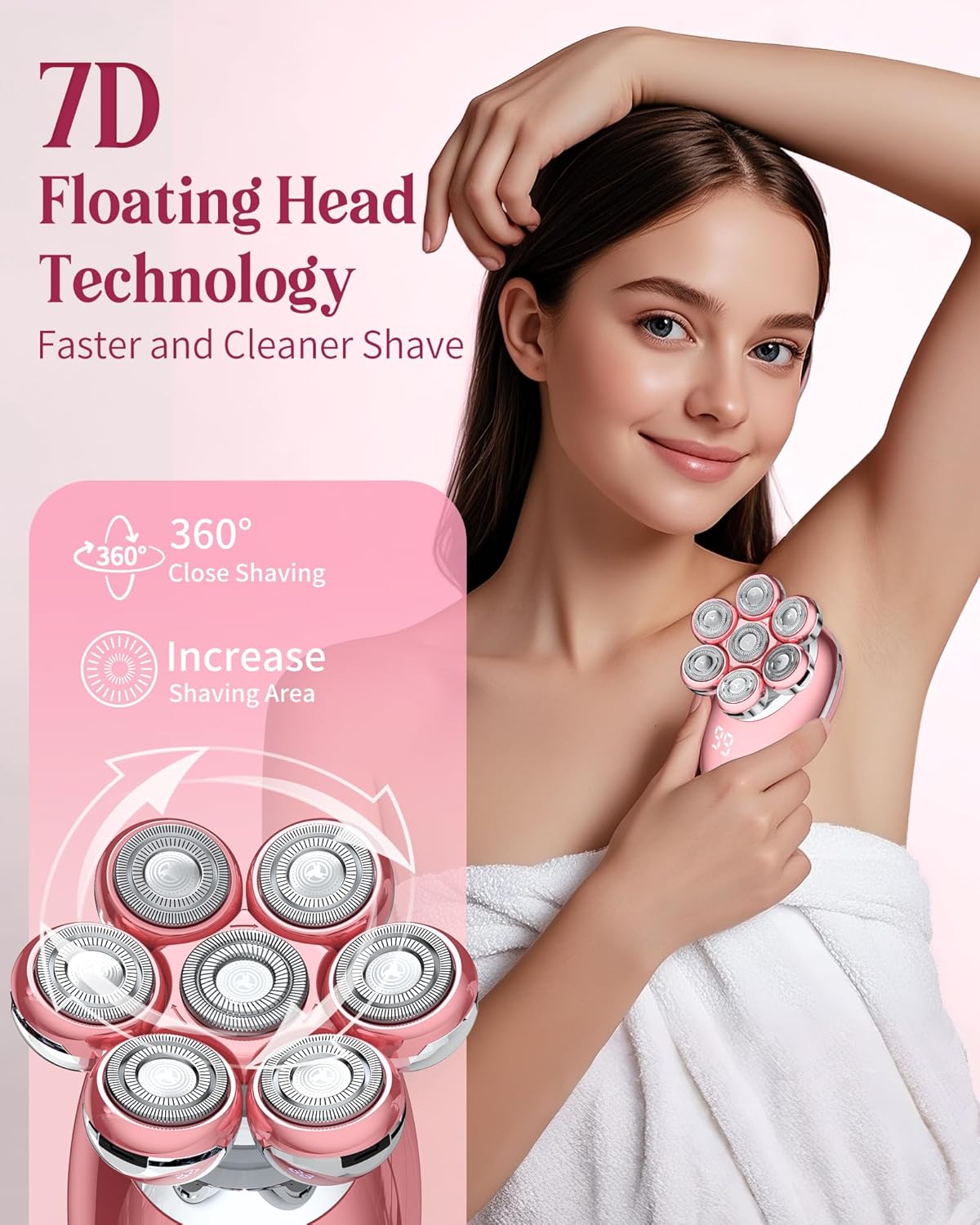 Skiennix 7D Electric Razor for Women - Cordless Waterproof Facial Hair Removal Trimmer | Ideal for Sensitive Skin