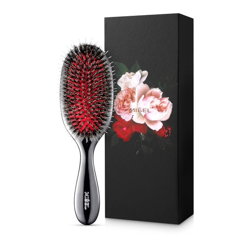 MISEL Professional Boar Bristle Hair Brush - Detangles All Hair Types | Reduces Breakage | Medium Size