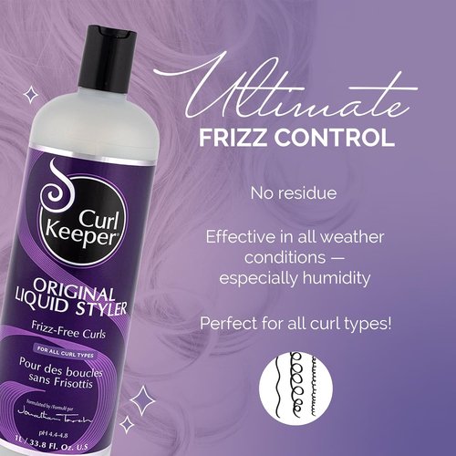 Curl Keeper Anti-Frizz Curl Defining Hair Styler - Lightweight Gel for Wavy & Curly Hair (33.8 oz)