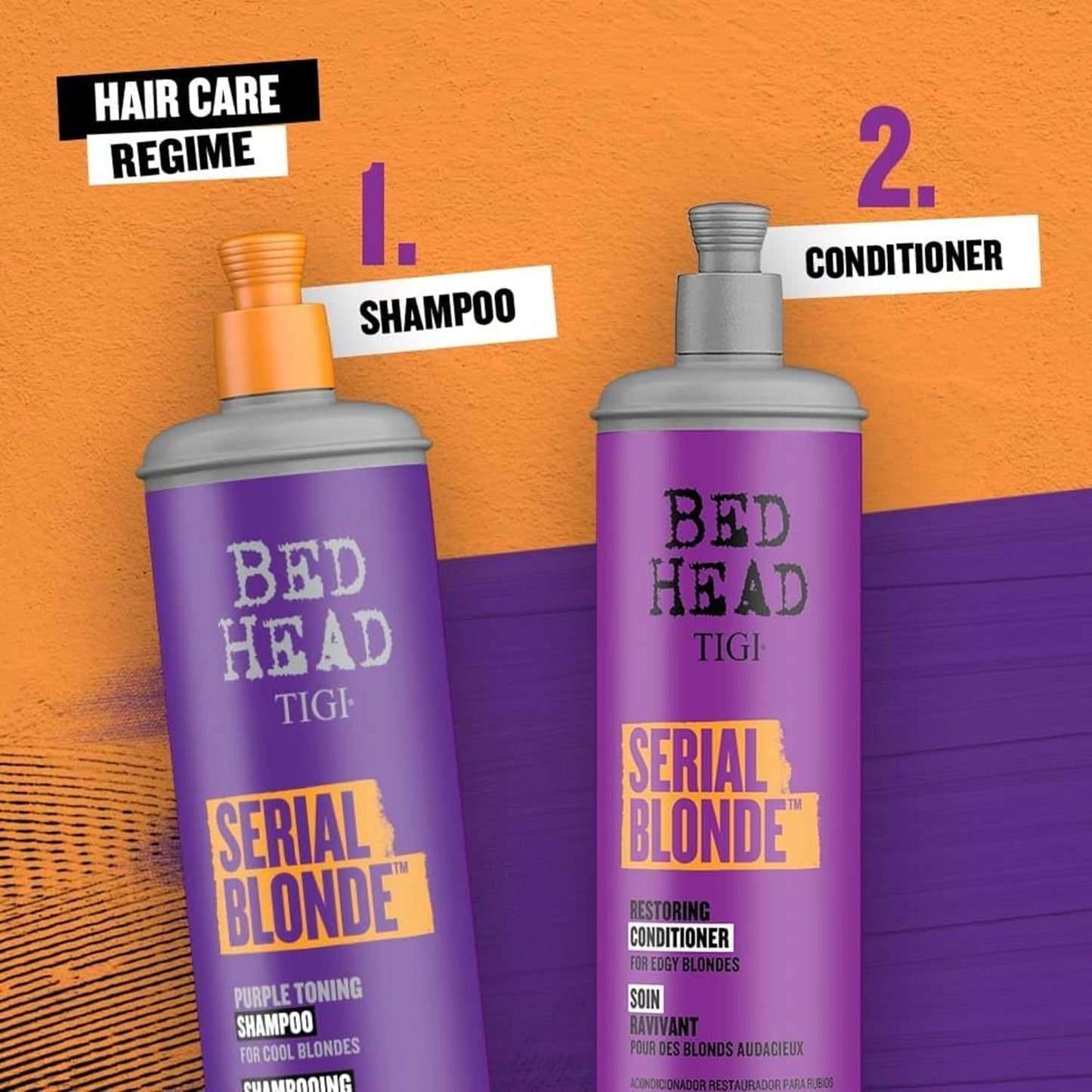 Bed Head by TIGI Purple Toning Shampoo - Neutralizes Brass Tones for Cool Blondes, 13.53 fl oz