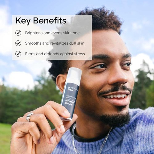 Nordisk Element Vitamin C Face Serum for Men - Brightening Anti-Aging Hydrating Moisturizer with Hyaluronic Acid | 1 Fl Oz