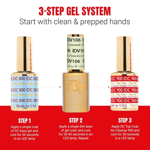 DND Gel Polish Set - Coquette Collection | UV/LED Gel & Air Dry Nail Lacquer Duo - 106 Pistachio Lemonade, 0.5 Fl Oz