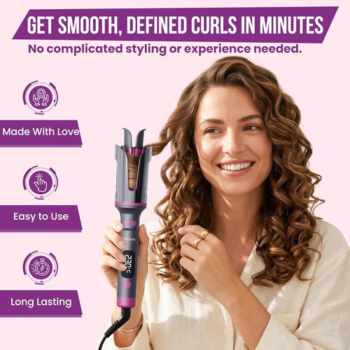 CurlX Pro Automatic Curling Iron - Ceramic Large Barrel with Ionic Technology & 6 Heat Settings