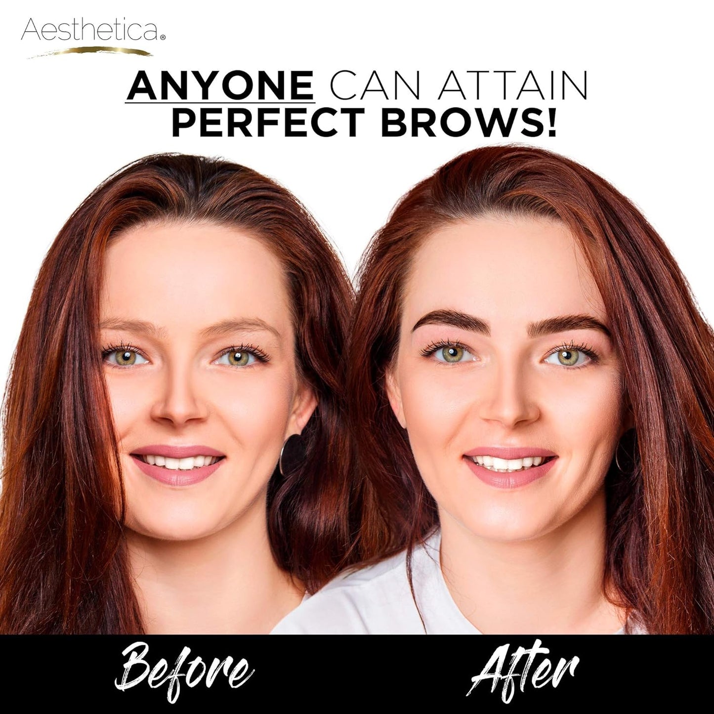 Aesthetica Brow Contour Kit - 16-Piece Eyebrow Makeup Palette with Powders, Stencils & Tools | Perfect Gift for Her