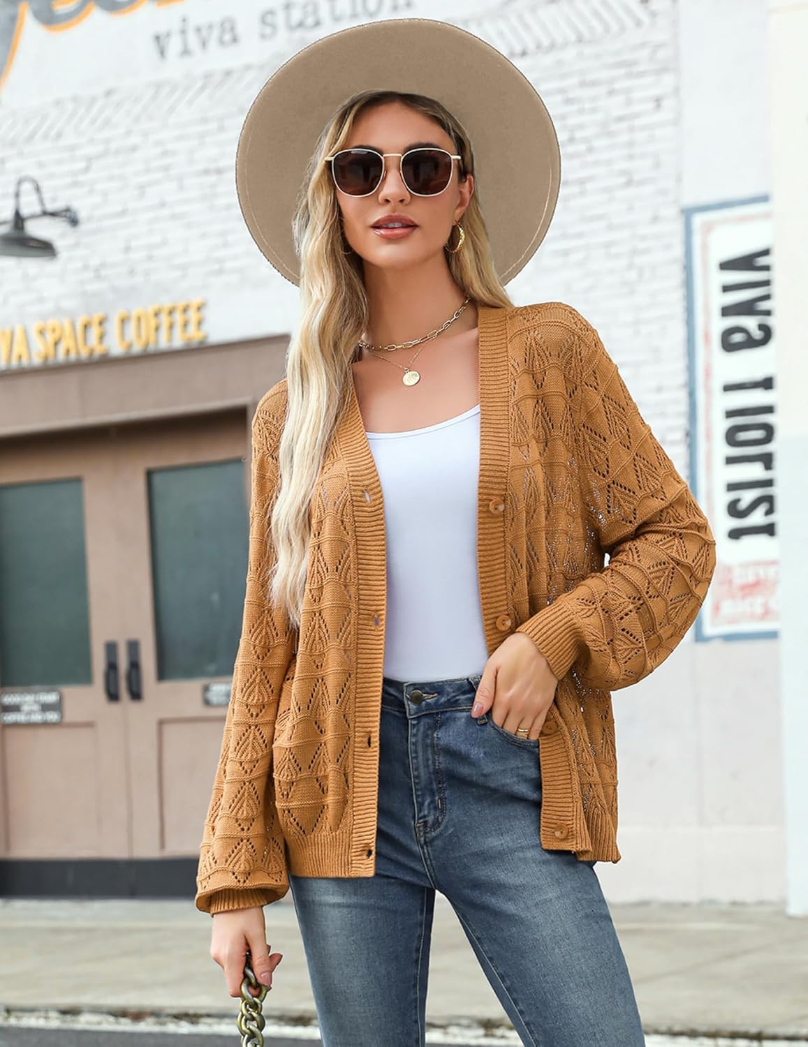 Zeagoo Women's Crochet Cardigan - Lightweight V-Neck Long Sleeve Bolero Sweater in 2024 Style