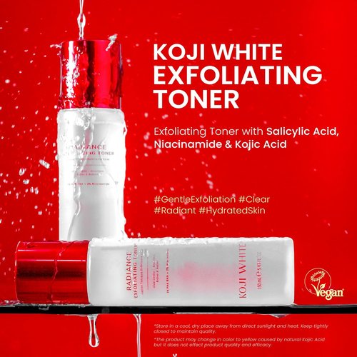 Koji White Exfoliating Toner - Hydrating 5% PHA BHA Formula with Niacinamide & Kojic Acid | 5.07 Fl Oz