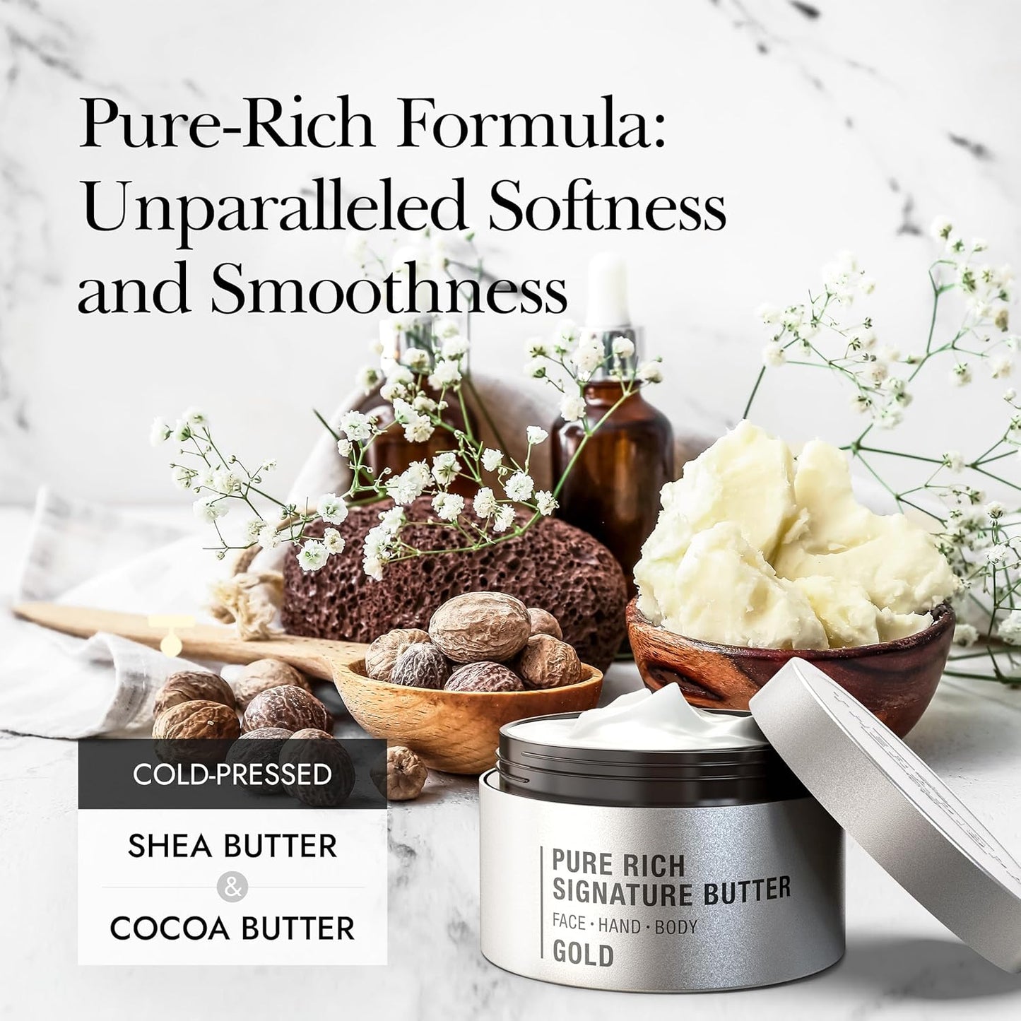 TherapiSpa Nourishing Body Butter - Hydrating Cream with Shea Butter, Ceramides & Collagen | 7.0 fl oz