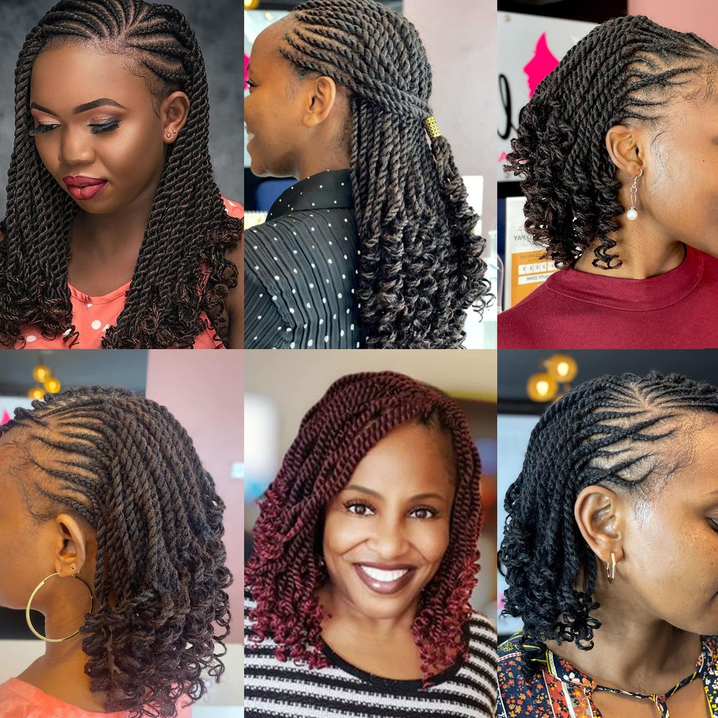 Leeven 8 Inch Senegalese Twist Crochet Hair with Curly Ends 8 Packs Ombre Copper Red Pre Looped Short Wavy Crochet Braids for Kids Women Ginger Pre Twist Small Hanava Twist Synthetic Braiding Hair