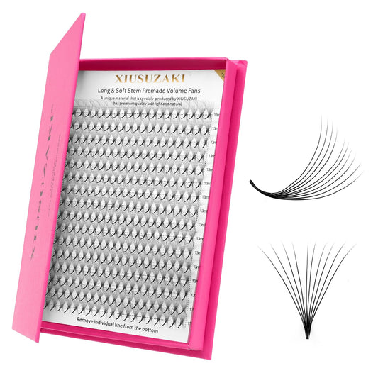 XIUSUZAKI Premade Fans Eyelash Extensions 10D Volume Lash Extensions 0.03/0.05/0.07 Thickness Eyelash Extension C/D Curl Premade Lash Fans Mix 9-16mm Fluffy Soft Handmade Lash Fan(10D-0.07-C,9-16mm)