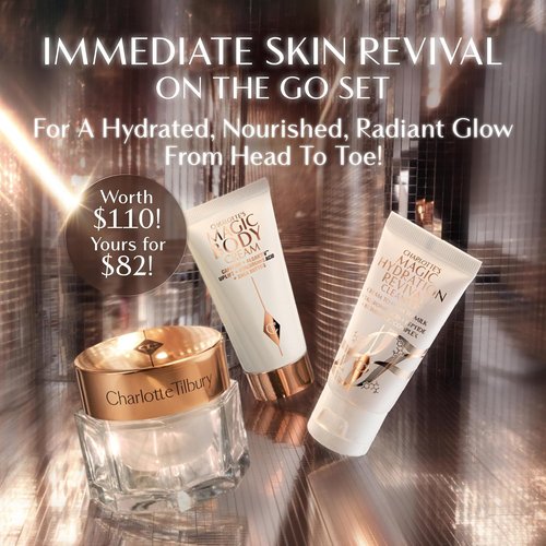 Charlotte Tilbury Mini Skin Care Set - Travel Size Glow Toner, Magic Serum & Cream for Radiant Skin