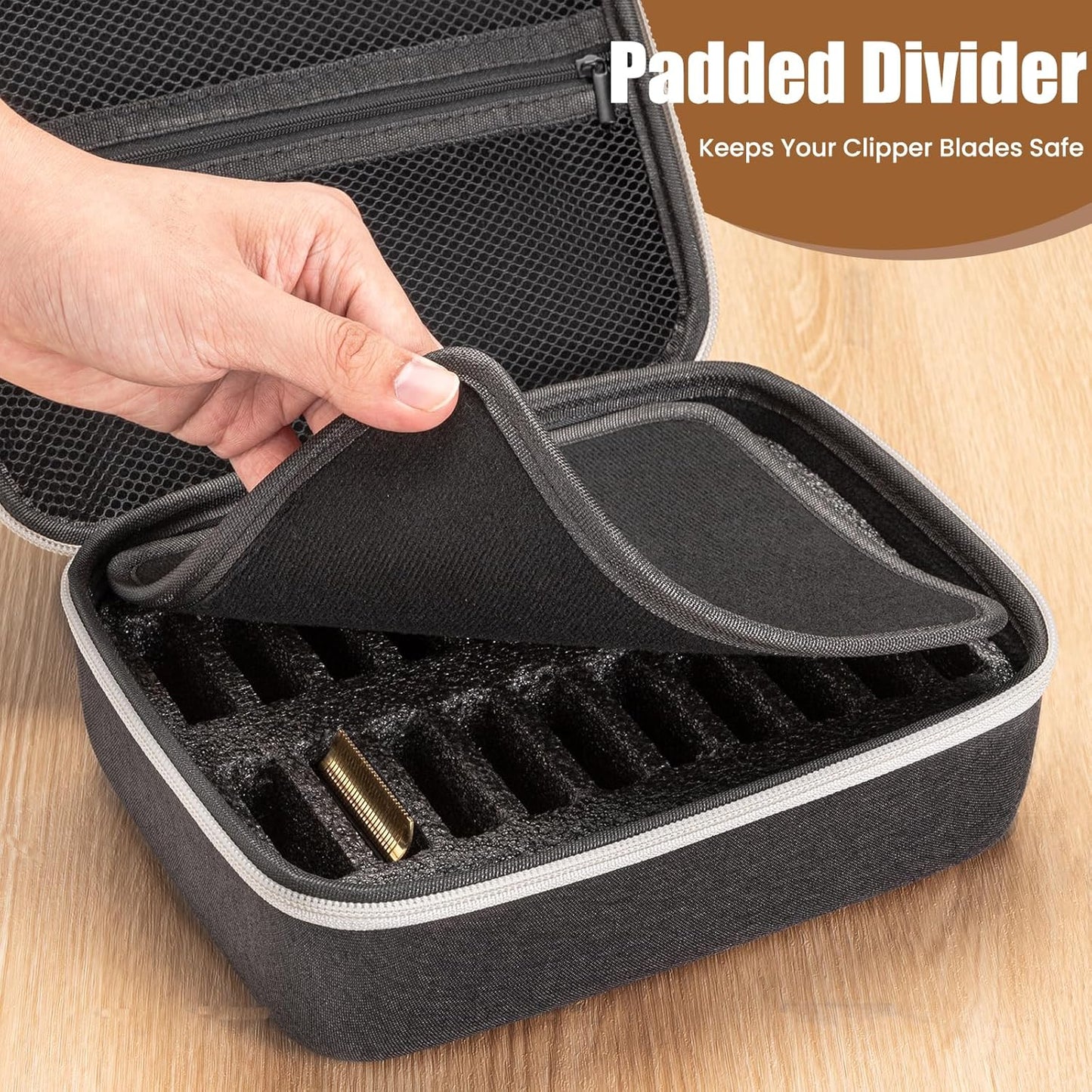 Noverlife Hair Clipper Guard Blades Holder Case, Barber Guard Blades Storage Bag for 20 Metal Clipper Guards Hard Blade Storage Travel Case, Protective Stylist Carrying Case for Grooming Blade