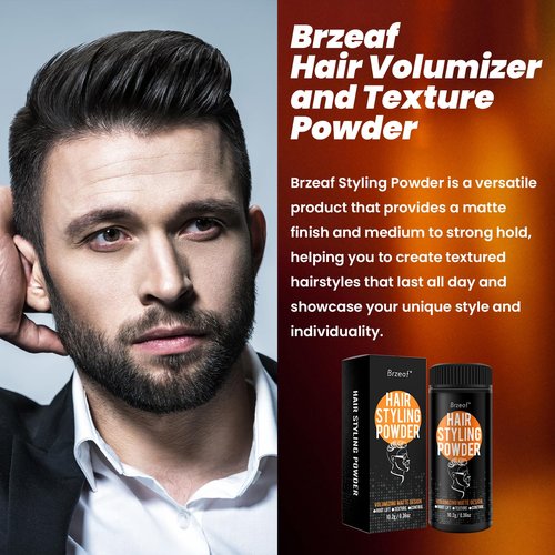 Brzeaf Hair Styling Powder - Medium to Strong Hold for Texture & Volume | Natural Look for All Hair Types
