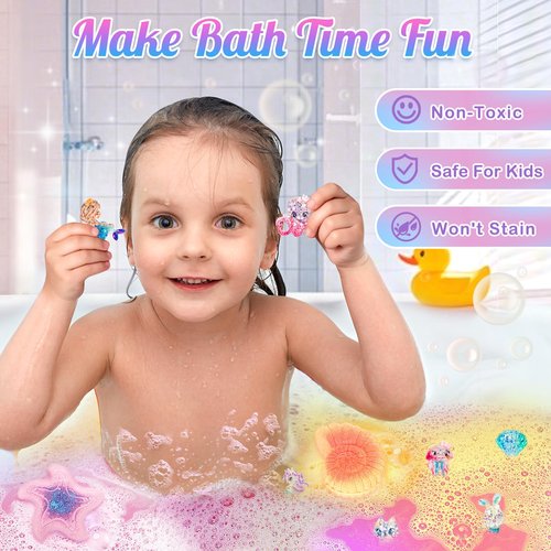 8 Packs Bath Bombs for Kids Girls, Bath Bomb with Surprise Toys Inside, Bath Toys for Kids Aged 4-8, Easter Basket Stuffer Gifts for Girls 3 4 5 6 7 8