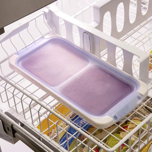 PrepWorks | Dishwasher Safe 1-Cup Food Storage Pod Tray with Silicone Lid - Blue & White
