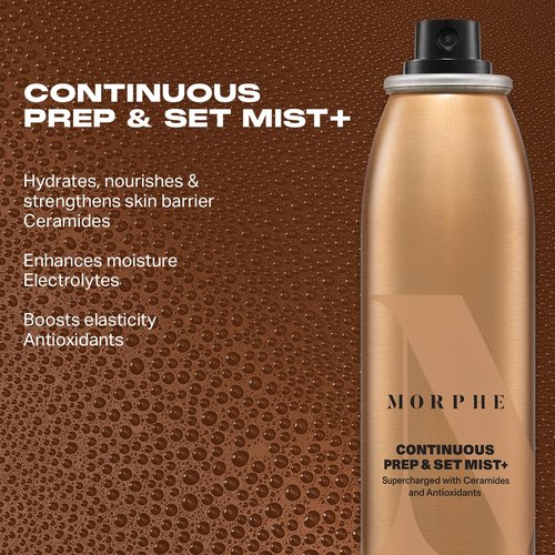 Morphe Jumbo Continuous Prep & Set Face Mist - Hydrating Makeup Setting Spray with Ceramides & Antioxidants | 6.5 oz
