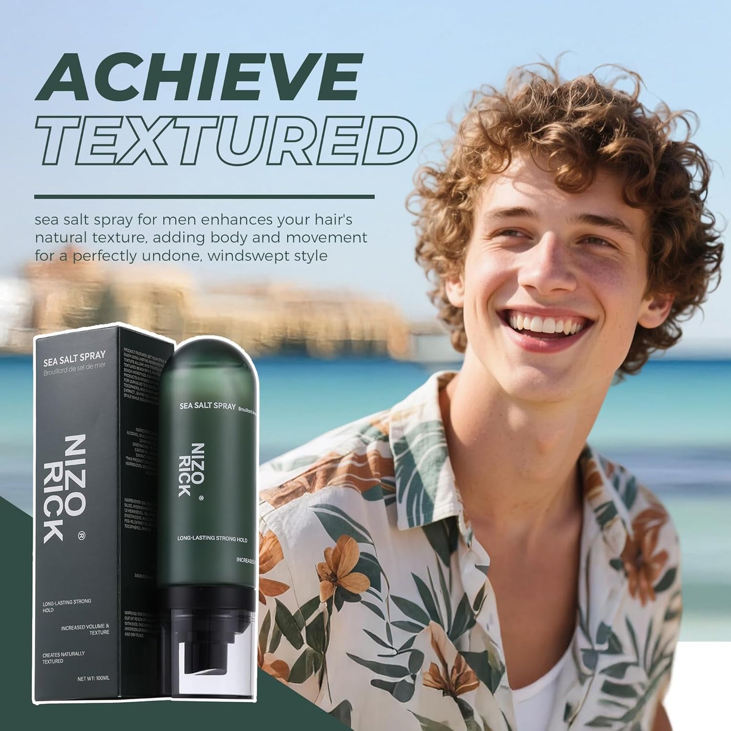Sea Salt Hair Spray by [Brand Name] - Natural Volume & Texture | Travel Size 100ml, Strong Hold