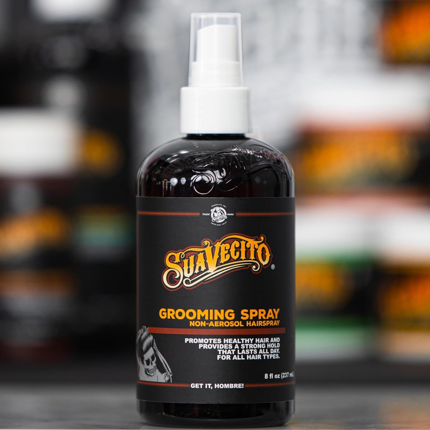 Suavecito Grooming Non-Aerosol Hairspray - 8 oz | Classic Barber Scent, Strong Hold for All Hair Types