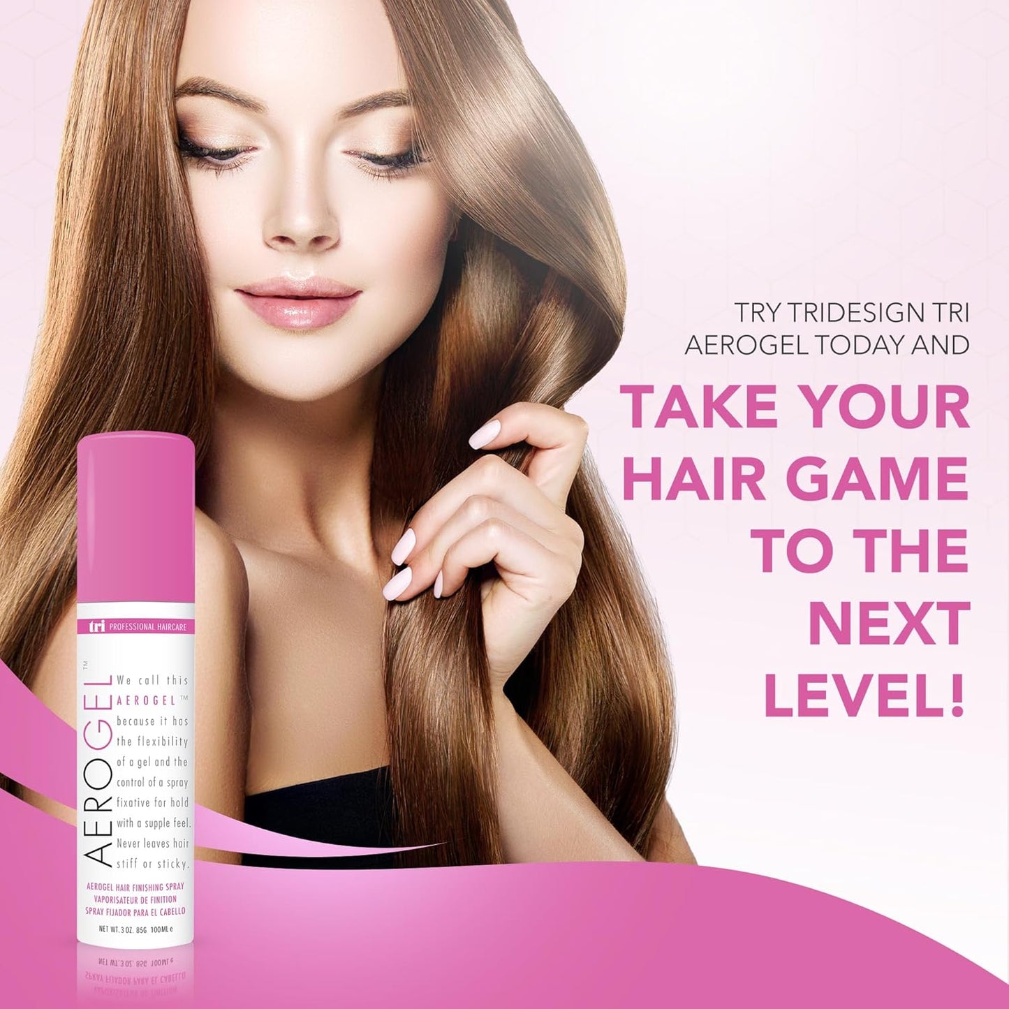 TRIDESIGN Aerogel Hairspray - Strong Hold Finishing Spray for Volumizing & Control | Travel Size Pack of 3 (3 Oz)
