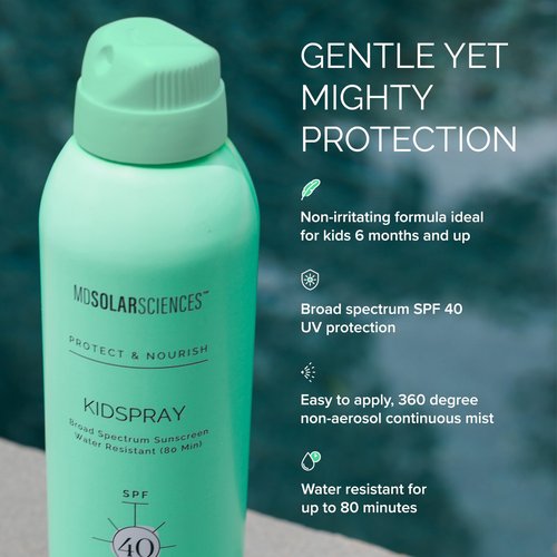 MDSolarSciences KidSpray SPF 40 | Water-Resistant, Broad-Spectrum Sunscreen Spray for Kids | Infused with Indian Gooseberry, Vitamin C & Antioxidants | Non-Aerosol | Safe for Sensitive Skin (6 Fl Oz)