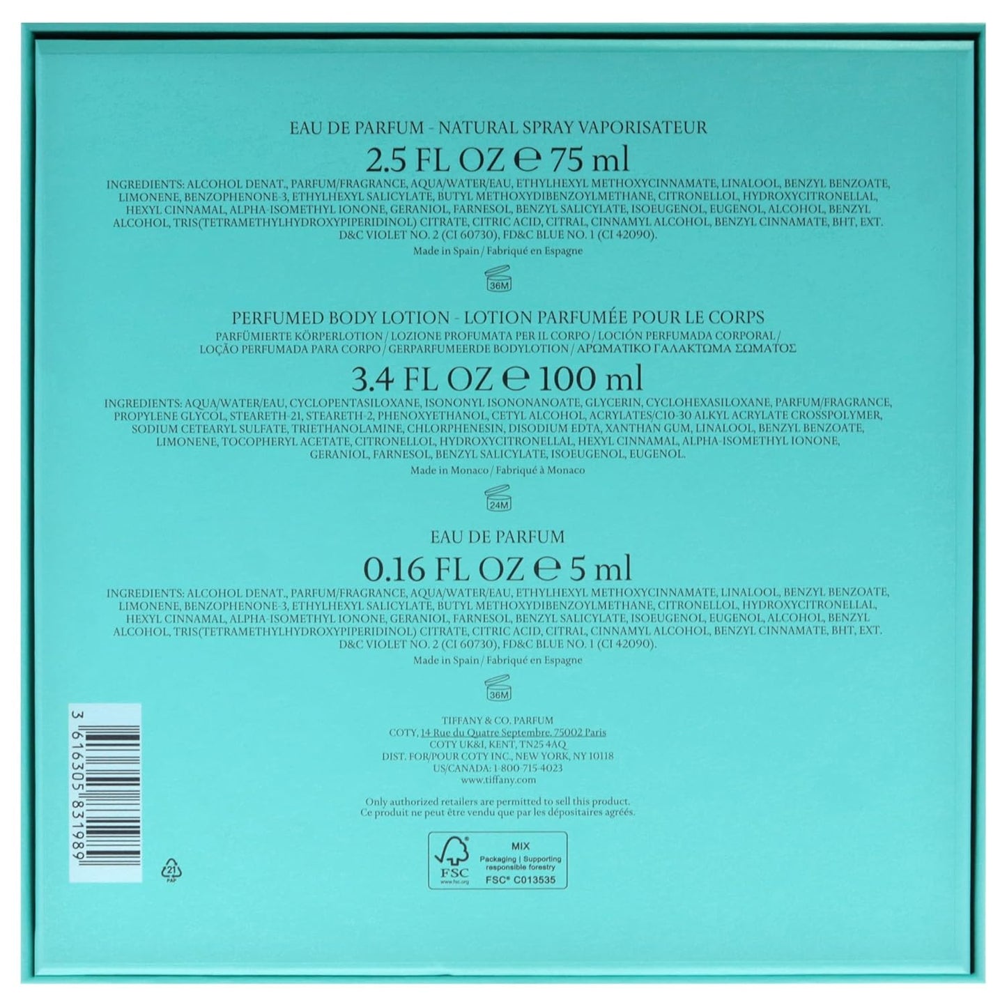 Tiffany Gift Set - Eau De Parfum 2.5 Fl. Oz & Body Lotion 3.3 Fl. Oz | Perfect Luxury Fragrance Gift