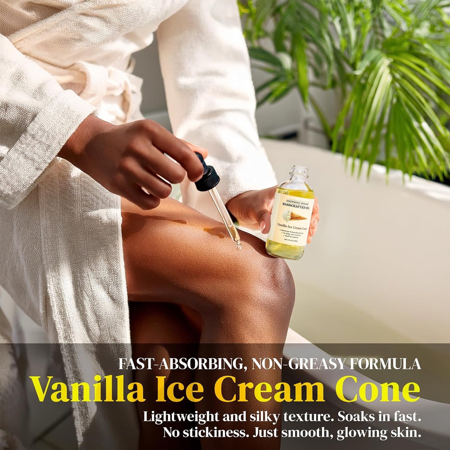 Vanilla Ice Cream Cone Body Oil - Premium Non-Greasy Moisturizer for Glowing Skin | 4 Fl Oz