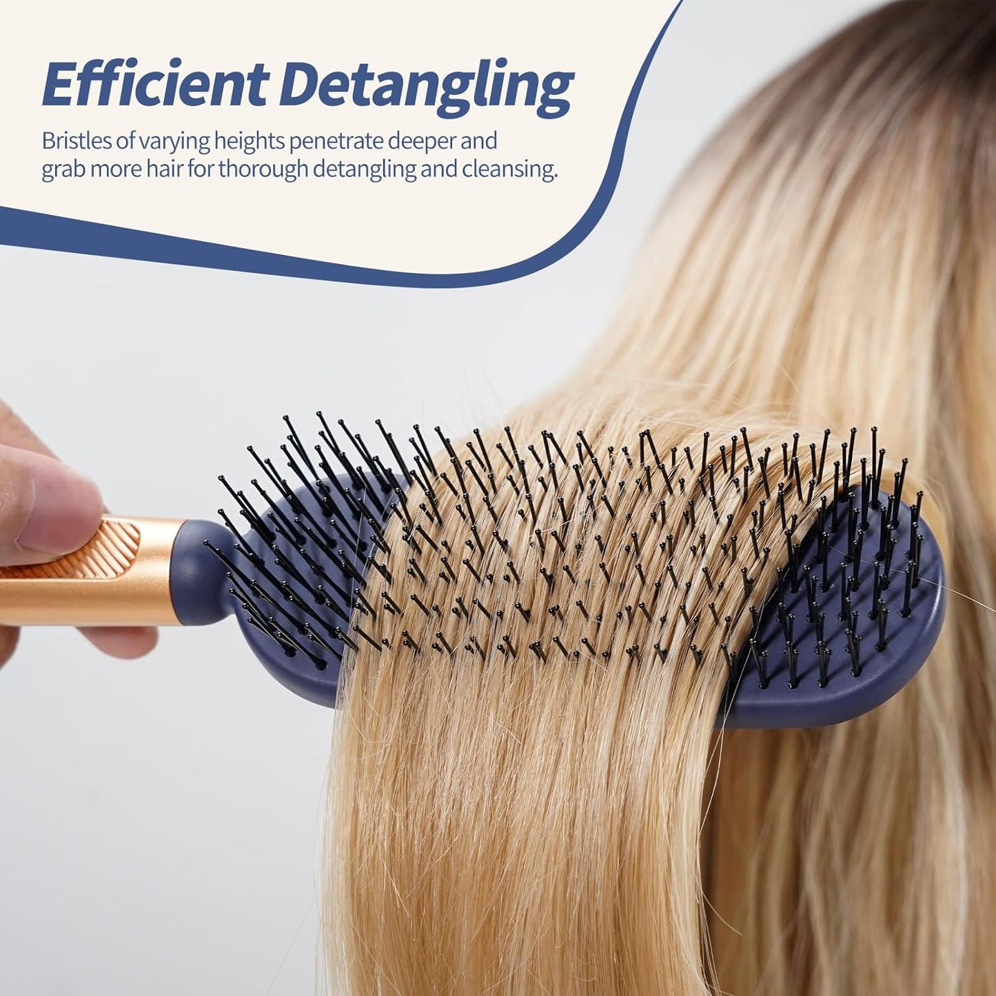 SHINLEA Slim Hair Brush - Soft Double Nylon Bristles for Deep Detangling & Massage | Luxury Gold Handle