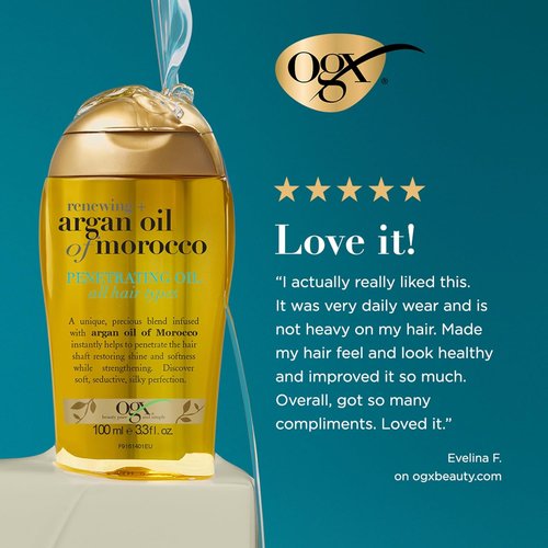 OGX Argan Oil Hair Oil - Extra Strength Serum for Dry, Damaged & Frizzy Hair | 3.3 Fl Oz