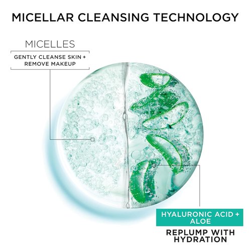 Garnier Micellar Water - Hydrating Facial Cleanser & Makeup Remover with Hyaluronic Acid | 13.5 Fl Oz (400mL)