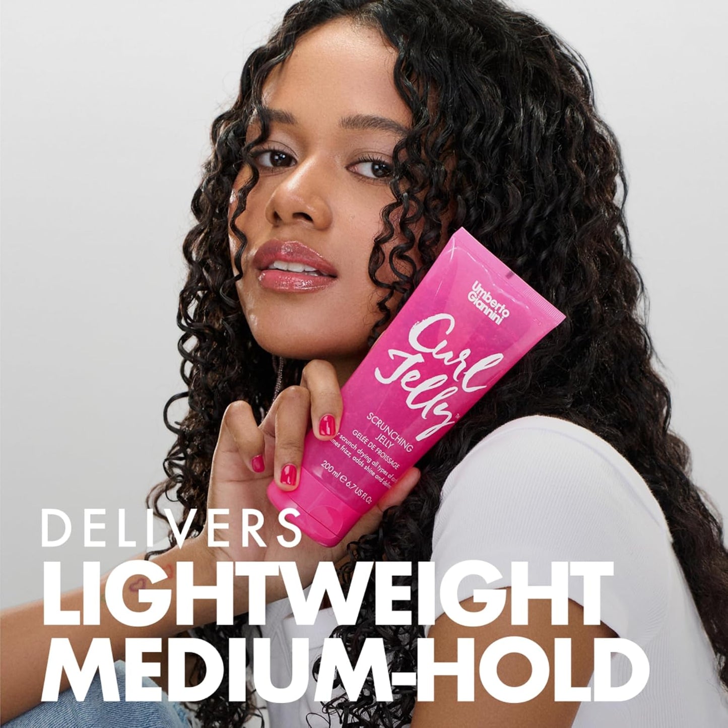 Umberto Giannini Curl Jelly - Frizz Control Scrunching Gel for 2A-4C Curly & Wavy Hair | 6.7 fl oz - Vegan & Cruelty-Free