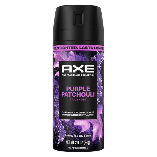AXE Fine Fragrance Collection Body Spray - Purple Patchouli | 72-Hour Freshness, Aluminum-Free, 2.9 oz