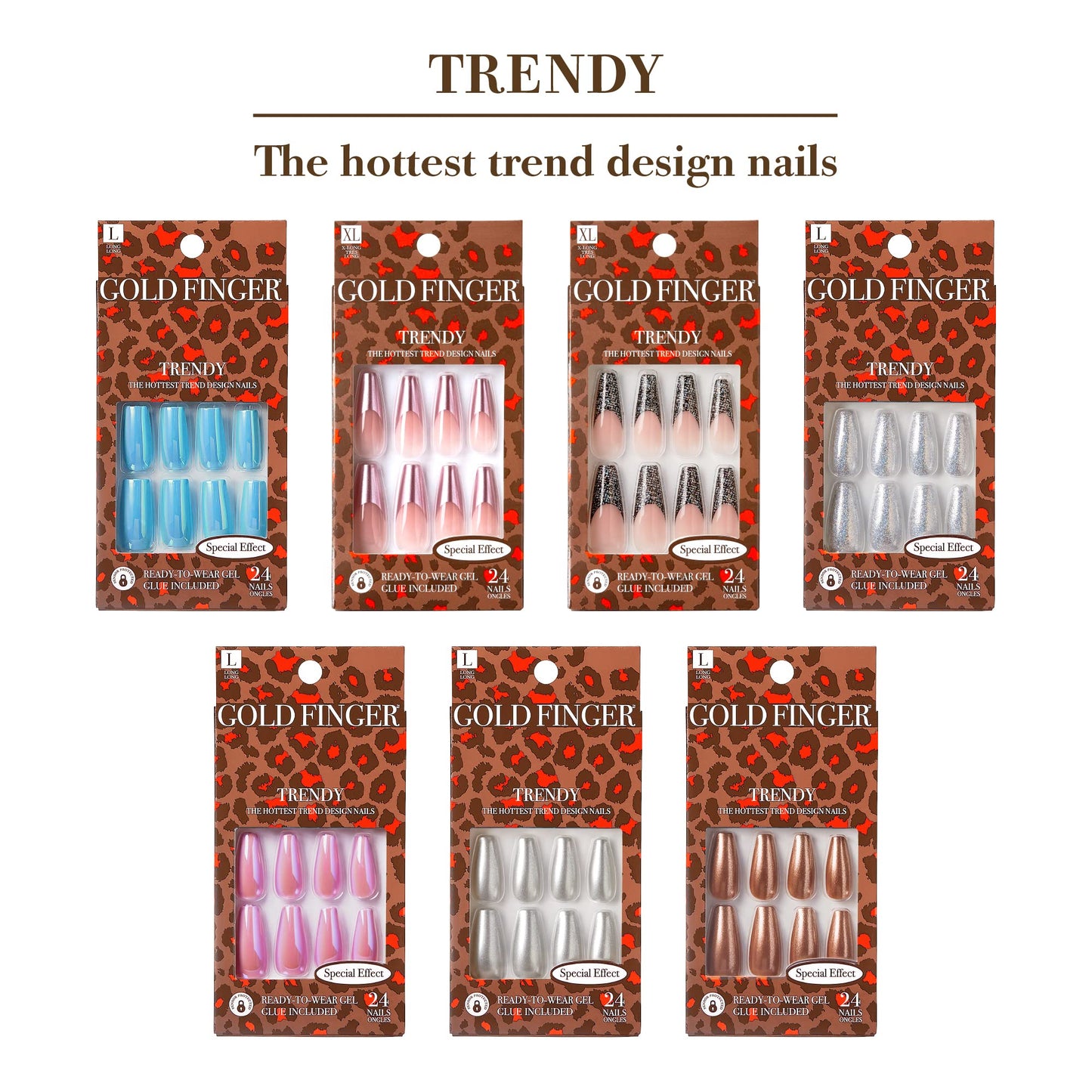 GoldFinger Press On Nails Special Effect Full Cover Nails Glue On Nails Manicure Long Fake Nails with Glue (Let Me Be There)