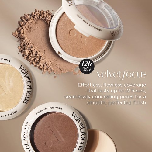 Absolute New York MFVF06 Tan Warm Olive Velvet Focus Powder Foundation | Talc-Free, 12H Long-Lasting, Lightweight