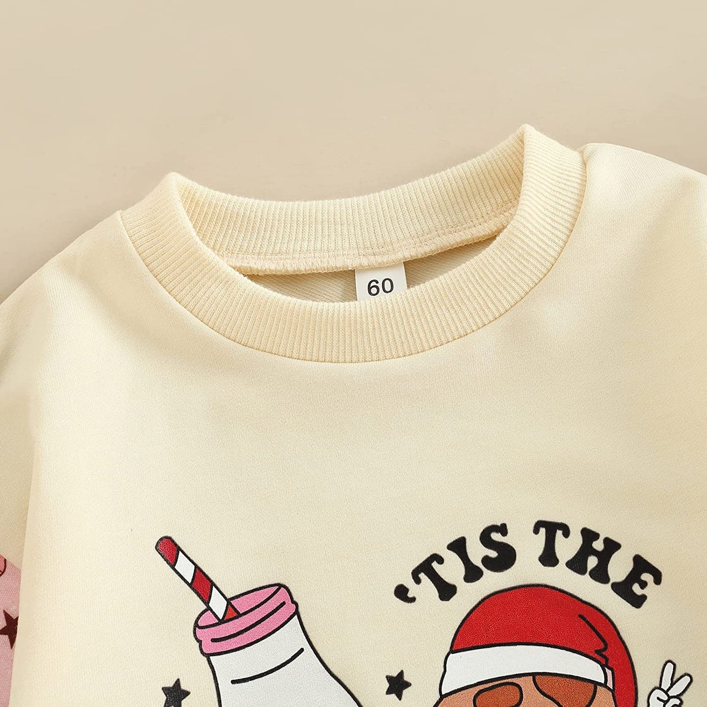 DOSYZTO Newborn Baby Girl Boy Christmas Sweatshirt Romper Outfit Tis The Season Letter Print Patchwork Sweaters Tops (Christmas Season Romper,12-18 Months)