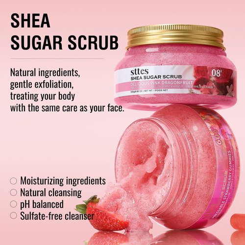 Sttes Smell Rio Shea Sugar Body Scrub 03 (Irresistible Charm) – Coconut & Vanilla Scent Shower Treatment 250g