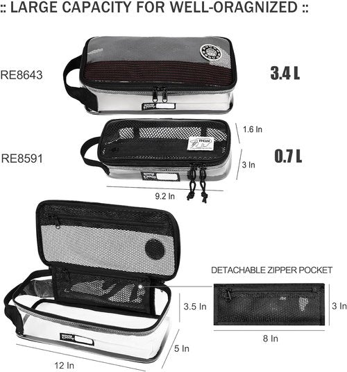 Rough Enough Clear Toiletry Bag - Large Travel Organizer for Men's Shaving Kit & Accessories