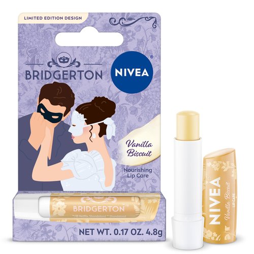 NIVEA Blackberry Pie Lip Balm, Nourishing Lip Care, Bridgerton Limited Edition Tinted Lip Balm with Blackberry Flavor and Shea Butter, 3-in-1 Moisture, Repair and Color, 0.17 Oz Stick